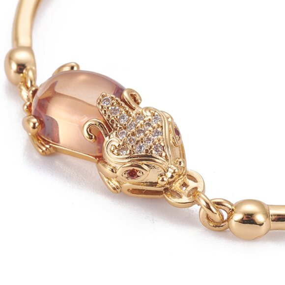 NWOT Pi Xiu Jeweled Gold Charm Bracelet, Protection bracelet, Color change - Picture 1 of 3